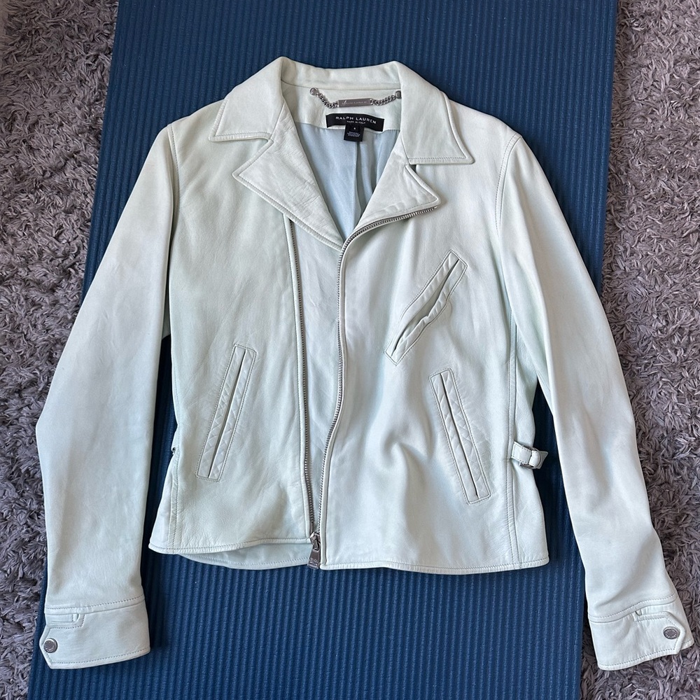 Ralph Lauren Light Blue Leather Jacket
Excellent condition  hotgeous